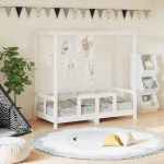 CADRE DE LIT POUR ENFANT BLANC 70X140 CM BOIS DE PIN MASSIF