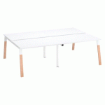 PÔLE DE 4 BUREAUX ECLA BLANC L 120 X P 80 CM PIEDS MÉTAL FINITION BOIS