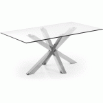 TABLE DE SALLE À MANGER ARGO RECTANGULAIRE 180 X 100 CM EN VERRE ET PIEDS EN ACIER INOXYDABLE - TRANSPARENT - KAVE HOME