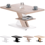 TABLE BASSE 90X60X45CM TABLE DE SALON 50KG TABLE BASSE MODERNE DESIGN RANGEMENT INTÉRIEUR BLANC CHÊNE SONOMA - CASARIA