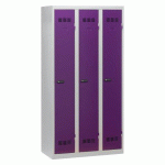 VESTIAIRE 3 COLONNE COLOR MONOBLOC INDUSTRIE PROPRE - A CODE - PRUNE