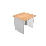 BUREAU DROIT PRONTO TENDANCE - L.80 X P.80 CM - PLATEAU BLANC - PIEDS PLEINS ALUMINIUM