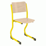 LOT DE 2 - CHAISE SCOLAIRE APPUI SUR TABLE PIÈTEMENT JAUNE RÉGLABLE EN HAUTEUR T4 À T6