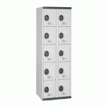 VESTIAIRE 2 COLONNES 5 CASES MONOBLOC GRIS