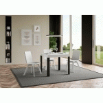 ITAMOBY - TABLE EXTENSIBLE 90X90/246 CM LIGNE FRÊNE BLANC STRUCTURE ANTHRACITE
