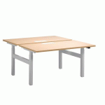 PÔLE 2 BUREAUX ERGOMAXX CHÊNE CLAIR L 140 CM PIÈTEMENT MÉTAL ALUMINIUM