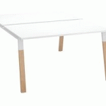 PÔLE DE 2 BUREAUX DROITS L 140 X P 80 CM, PIÉTEMENT BOIS MÉTAL BLANC - ARCH