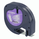 RUBAN ÉTIQUETEUSE PLASTIQUE DYMO LETRATAG S0721530 FOND TRANSPARENT ÉCRITURE NOIRE 12 MM X 4 M