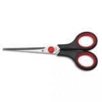 5 ETOILES CISEAU 17,4 CM. MANCHE PLASTIQUE. ANNEAUX ERGONOMIQUES SOFTGRIP. COLORIS ROUGE/NOIR.