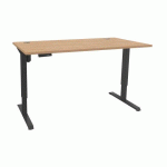 BUREAU ASSIS-DEBOUT ERGOSUP PREMIUM À MÉMOIRE DE POSITION PIED ANTHRACITE L 160 CM PLATEAU CHÊNE CLAIR