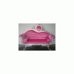 CANAPÉ BAROQUE ARGENTÉ ET VELOURS ROSE ET CAPITONNÉE