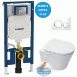 GEBERIT - PACK WC BATI-SUPPORT UP720 EXTRA-PLAT + WC SAT INFINITIO SANS BRIDE FIXATIONS INVISIBLES + PLAQUE BLANCHE (SLIM-INFINITI
