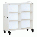 MEUBLE BAS SHIFT+ LANDSCAPE MÉLAMINÉ 8 ÉTAGÈRES - BLANC GRIS - BLEU CLAIR - MANUTAN COLLECTIVITÉS