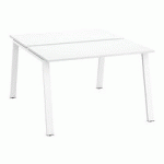 PÔLE DE 2 BUREAUX DROITS BLANC L 120 X P 60 CM, PIÉTEMENT MÉTAL BLANC - ARCH