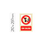 SYSSA - PICTOGRAMA SEÑAL DE NO HAY SALIDA EN PVC FOTOLUMINISCENTE 210X297 MM