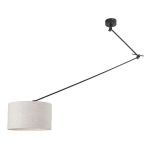 LAMPE SUSPENDUE NOIR AVEC ABAT-JOUR 35 CM GRIS CLAIR RÉGLABLE - BLITZ I - GRIS - QAZQA