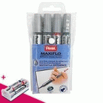 MARQUEUR EFFAÇABLE PENTEL MAXIFLO CORPS PLASTIQUE POINTE CONIQUE 1,2 MM - POCHETTE DE 4