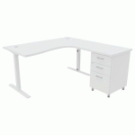PACK BUREAU+CAISS IDEA ASYM. RET. À DROITE 160 CM BLANC/BLANC - QUADRIFOGLIO