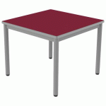 TABLE CARÉLIE 80X80 T4 - 4P STRAT POLYU. CERISE GRIS/9006 - MOBIDECOR