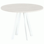 TABLE RÉUNION EVAN Ø 100 CM PIED BLANC PLATEAU PIN - MBA
