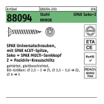 VIS UNIVERSELLE, TÊTE FRAISÉE, CRUCIFORME Z, 4 CUT, FILETAGE GALVANISÉ BLANK A2J - 1081010350123, 1081010450503 - SPAX