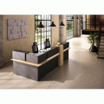 BANQUE D'ACCUEIL D'ANGLE L 367 X P 165 CM WELL AVEC RANGEMENT ET ÉCLAIRAGE LED CHÊNE / ANTHRACITE