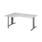 BUREAU COMPACT RETOUR À GAUCHE IMEDIA - L. 160 X P. 110 CM - PLATEAU GRIS - PIEDS ALUMINIUM
