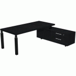 BUREAU CONSOLE ET PIED MÉTAL CARRÉ ROYAL 195CM - NOIR NOIR - ARTARREDI