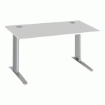BUREAU DROIT EXCELLENS L 140 CM BLANC PIÉTEMENT MÉTAL PLUS ALU