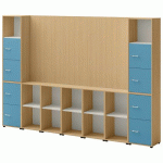 ENSEMBLE MEUBLE TV ET RANGEMENT IVO N°2 CHÊNE/PORTE BLEU - QUADRIFOGLIO