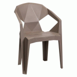 LOT DE 4 - CHAISE SASKIA - POLYPROPYLÈNE TAUPE - USAGE INTÉRIEUR ET EXTÉRIEUR