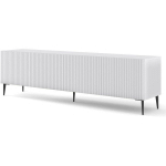 BIM FURNITURE - MEUBLE TV RAVENNA B 200 CM 4D FRAISÉ BLANC MAT + PIEDS