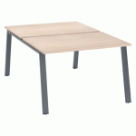 PÔLE DE 2 BUREAUX ECLA CHÊNE CLAIR L 120 X P 80 CM PIÈTEMENT MÉTAL FINITION ANTHRACITE