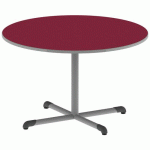 TABLE BANDANA RONDE Ø120 T6 PC STRAT POLY. CERISE GRIS/9006 - MOBIDECOR