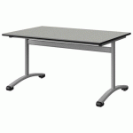 TABLE MALIBU 120X80 T4 DL ST ISOSON GRIS 1400/NOIR GRIS 9006