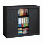 ARMOIRE MÉTAL À RIDEAUX DÉMONTABLE CLASSIQUE H 100 X L 100 CM CORPS NOIR / RIDEAUX NOIR