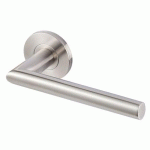 ENSEMBLE BÉQUILLE DOUBLE SUR ROSACE OVALIS FORME L INOX BROSSÉ - VACHETTE - 080877