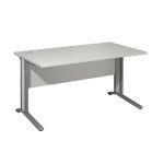 BUREAU DROIT VARIATION CLASSIC - L. 140 X P. 80 CM - PLATEAU GRIS - PIEDS GRIS - CARTERS FINITION GRIS