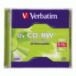 LOT DE 10 - CD-RW VERBATIM 700 MO BOÎTIER STANDARD 8X12X