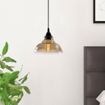 OPVIQ SUSPENSION DILBERAY 321-S À 1 LAMPE AMBRE/NOIR VERRE Ø 20 CM