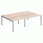 PÔLE 4 BUREAUX DROITS ARKO L 240 X P 168 CM PLATEAUX CHÊNE CLAIR PIÈTEMENT MÉTAL ARCHE ALUMINIUM