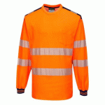 PORTWEST T185 PW3 T-SHIRT HAUTE VISIBILITÉ ML ORANGE/MARINE - TAILLE S