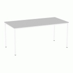 TABLE À MANGER VERSYS AVEC BASE BLANCHE RAL 9003 160 X 80 X 743 CM GRIS CLAIR