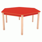 TABLE CLASSIK HEXAGONALE RÉGLABLE T0 À T3 - ROUGE/HÊTRE - MANUTAN COLLECTIVITÉS