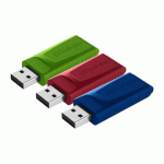 VERBATIM PACK DE 3 CLÉS USB SLIDER RÉTRACTABLE 16 GO USB 2.0 (USB-A) COULEUR ASSORTIE
