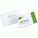 PORTE-BADGE AVEC ÉPINGLE TORSADÉE, 90 X 54 MM