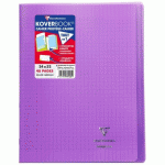 LOT DE 10 - CAHIER PIQUÉ KOVERBOOK 24X32 CM 48 PAGES GRANDS CARREAUX COUVERTURE POLYPROPYLÈNE TRANSPARENT - VIOLET