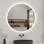 MIROIR LED ROND 80 CM, ANTI BUÉE MIROIR AVEC INTERRUPTEUR TACTILE,LUMIÈRE BLANCHE, MIROIR DE SALLE DE BAIN 3