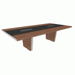 TABLE DE RÉUNION XENNON L.281 X P.140 CM AVEC INSERT EN CUIR - NOYER