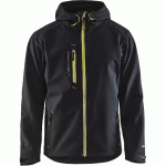 VESTE SOFTSHELL À CAPUCHE NOIR/JAUNE FLUORESCENT TAILLE 4XL - MANUTAN COLLECTIVITÉS